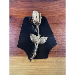 GIOVANNI Vintage ROSE‎ Flower BROOCH Pin Brushed Gold Tone Costume Jewelry